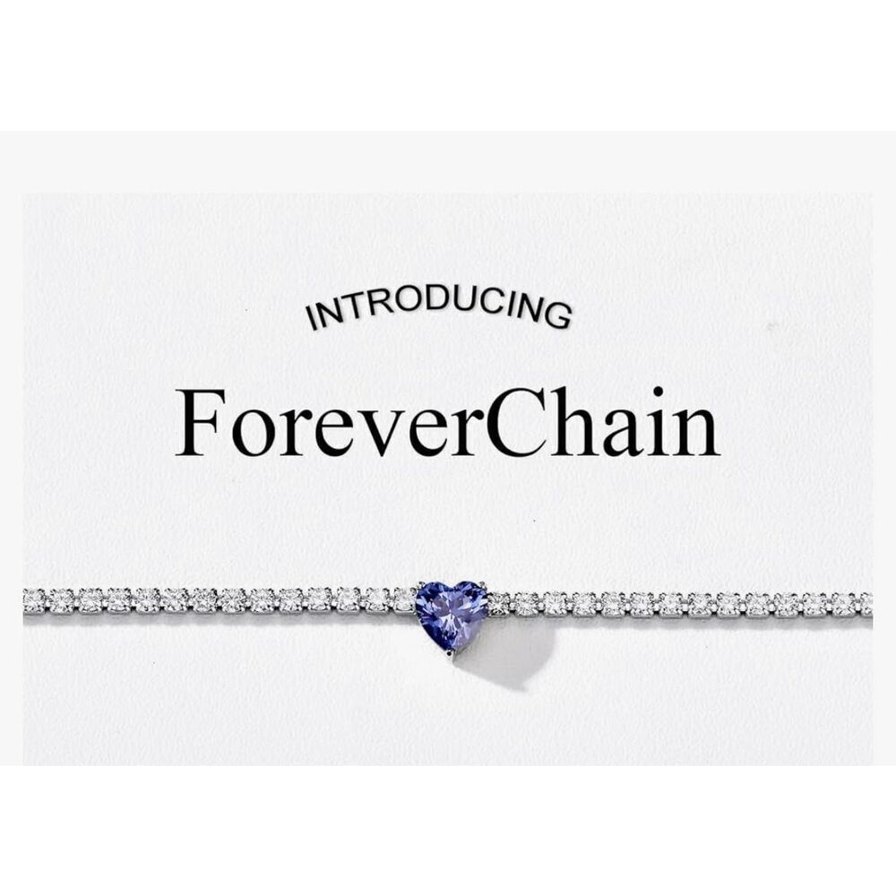 AllenCOCO Heart Birthstone Sterling Silver Bracelet Hypoallergenic 14K White Gol